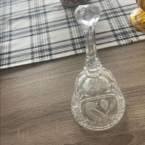 Clear Crystal Decorative Bell with Etched Bird Design
